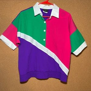 Southern Lady vintage 100% Polyester color block top